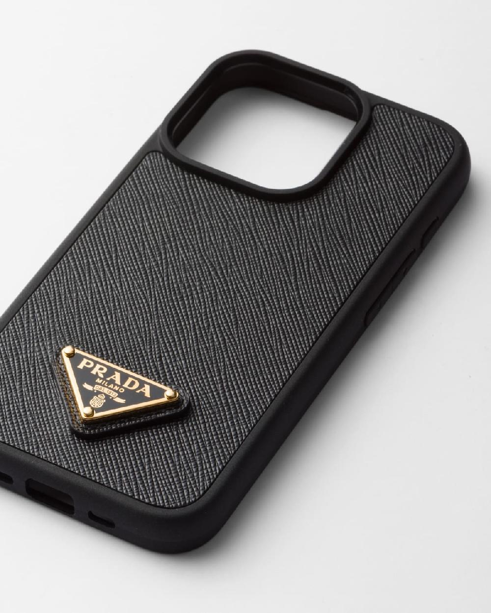 Prada Funda para iPhone 15 Pro de piel Saffiano
