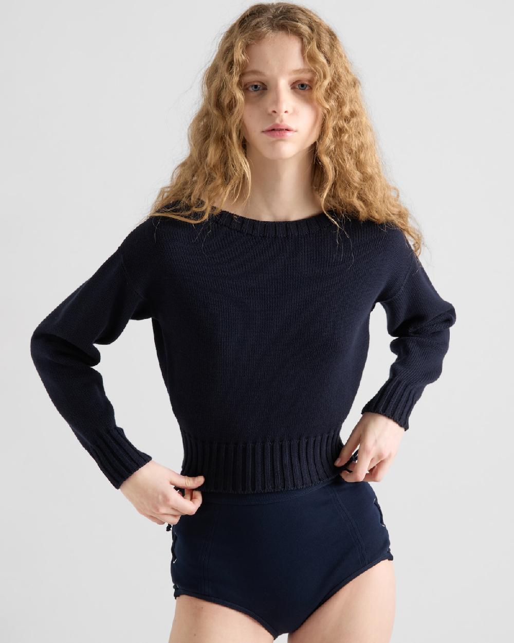 Prada Jersey Con Cuello Barco De Algodón