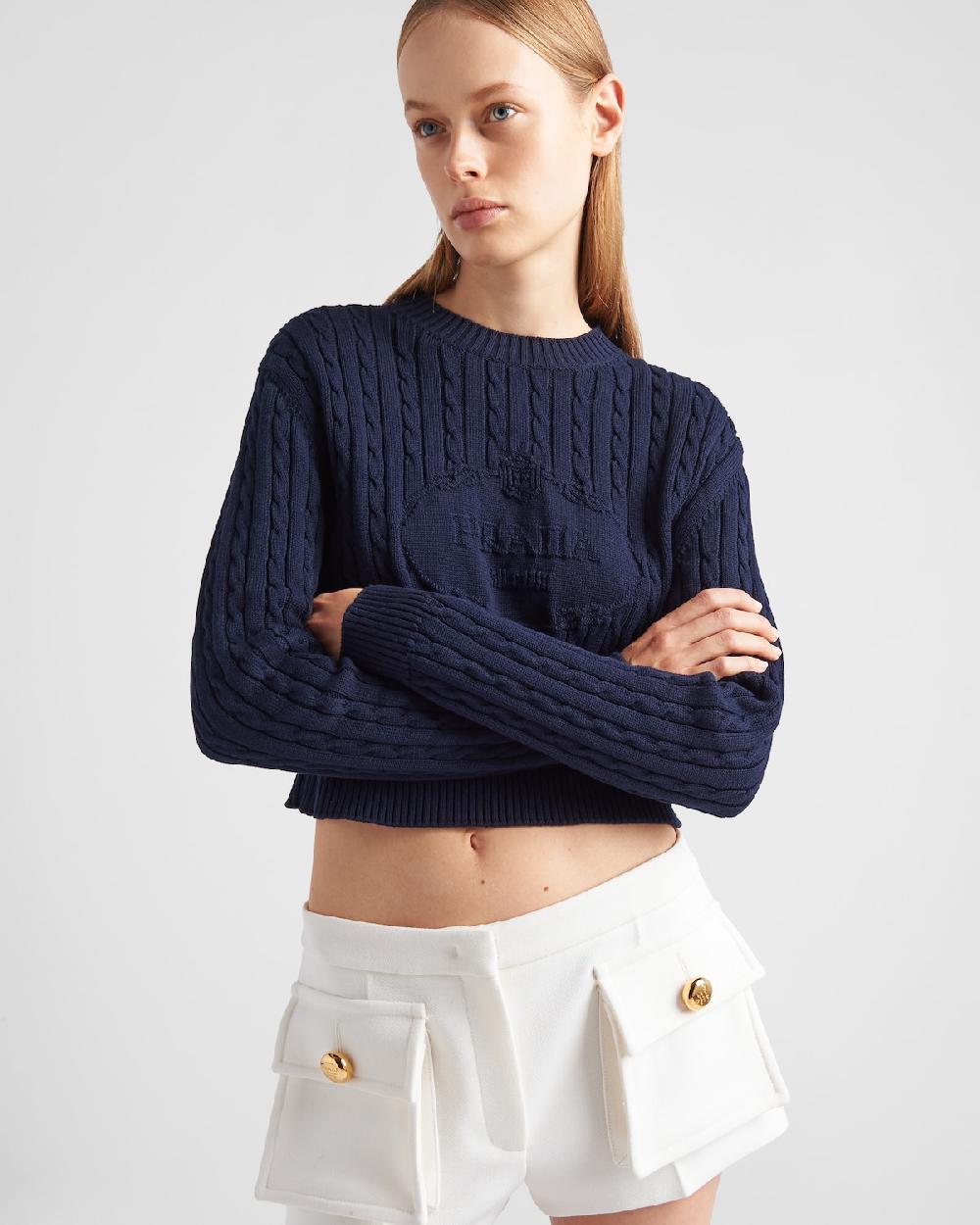 Prada Jersey Con Cuello Redondo De Algodón