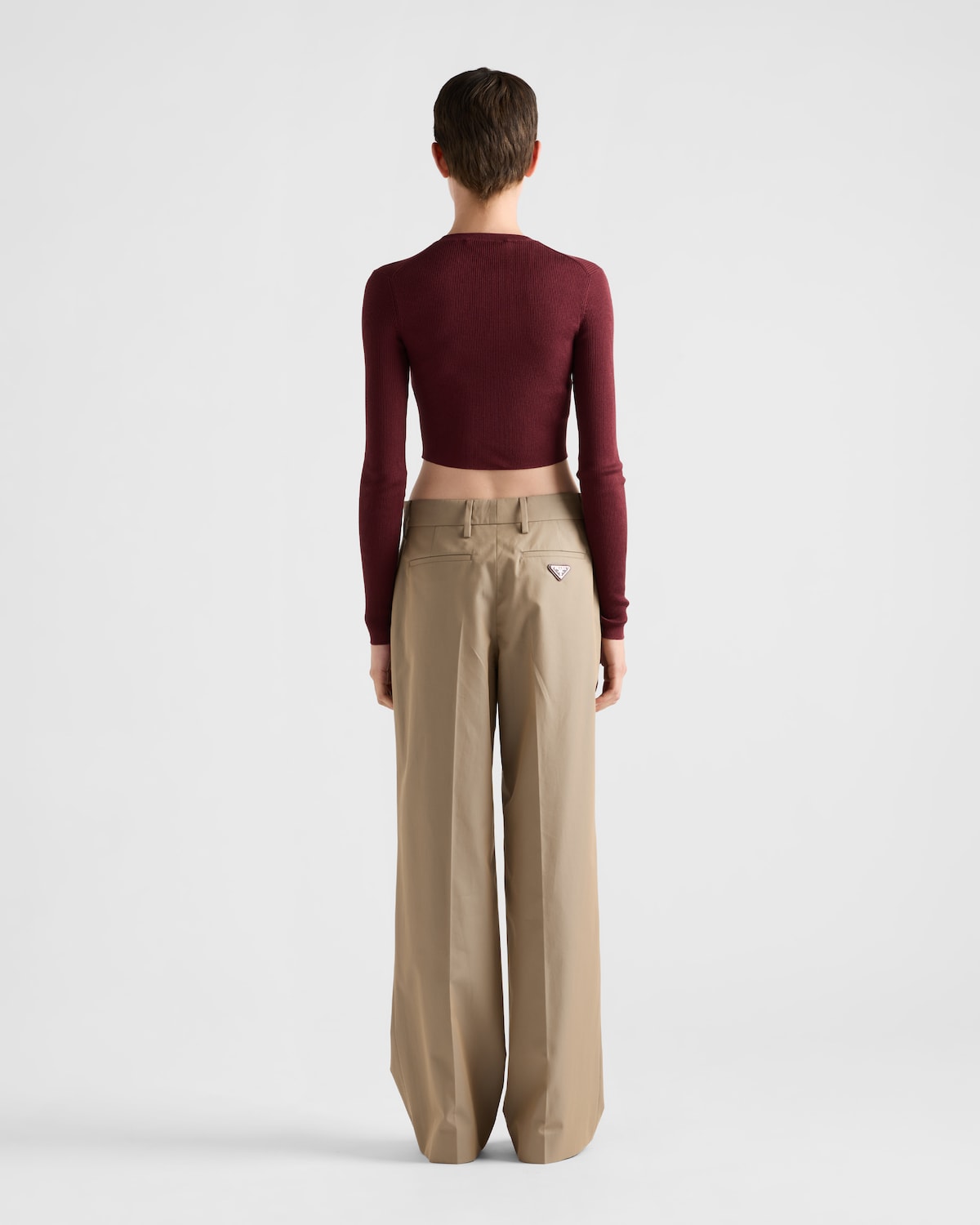 Prada Jersey Corto De Seda Con Logo