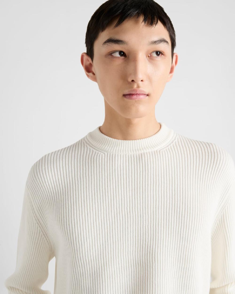 Prada Jersey De Algodón Con Cuello Redondo