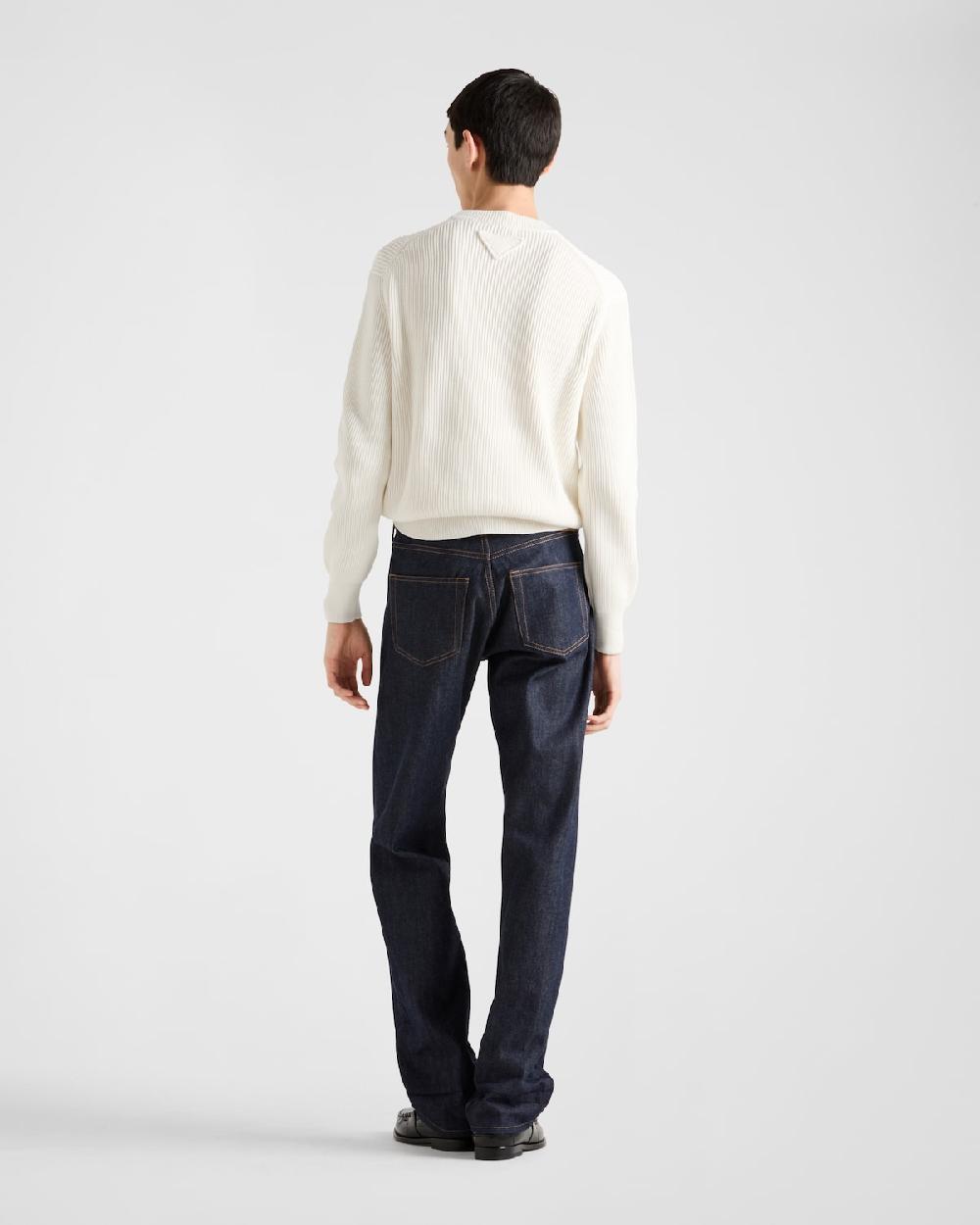 Prada Jersey De Algodón Con Cuello Redondo