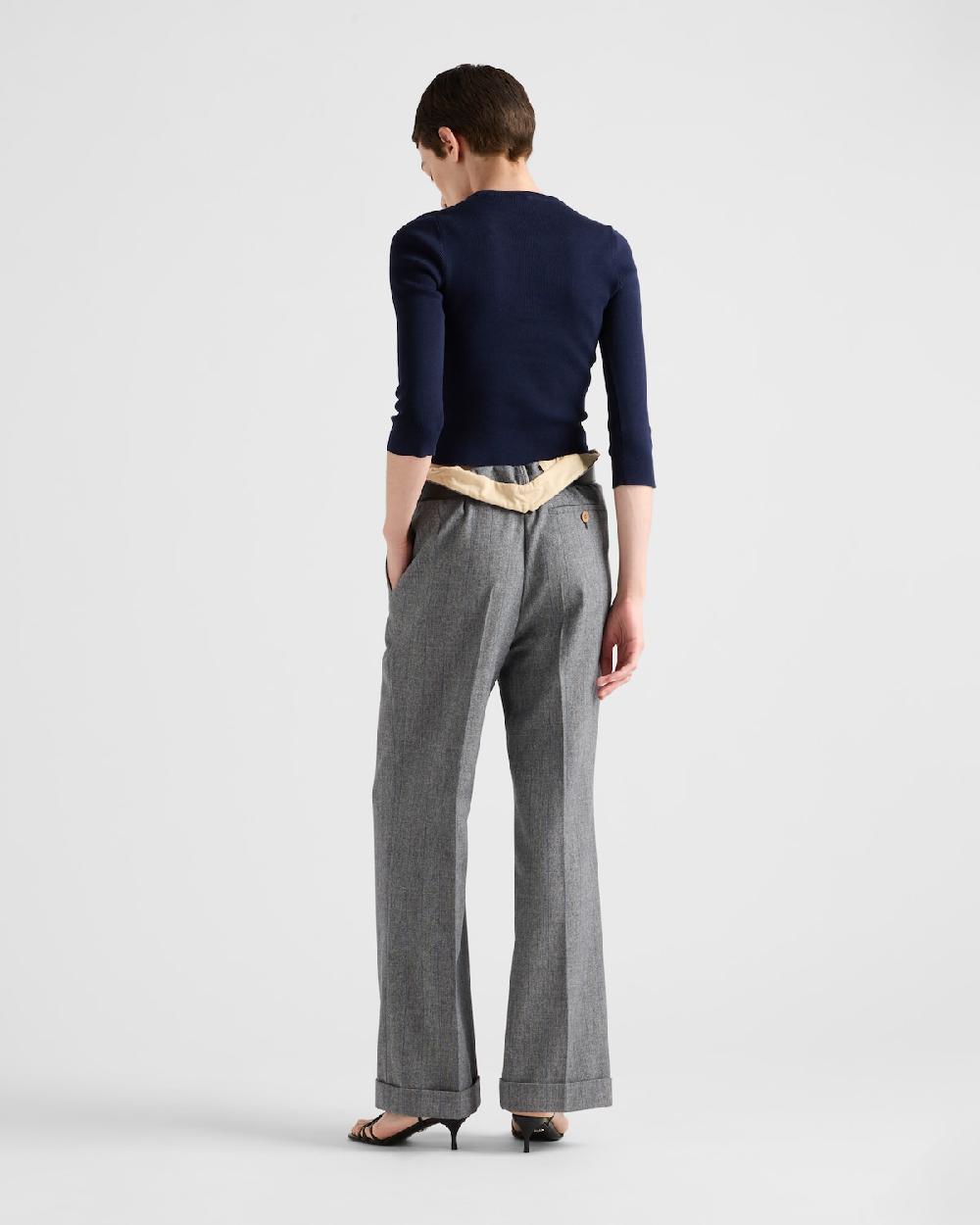 Prada Jersey De Algodón Con Cuello Redondo