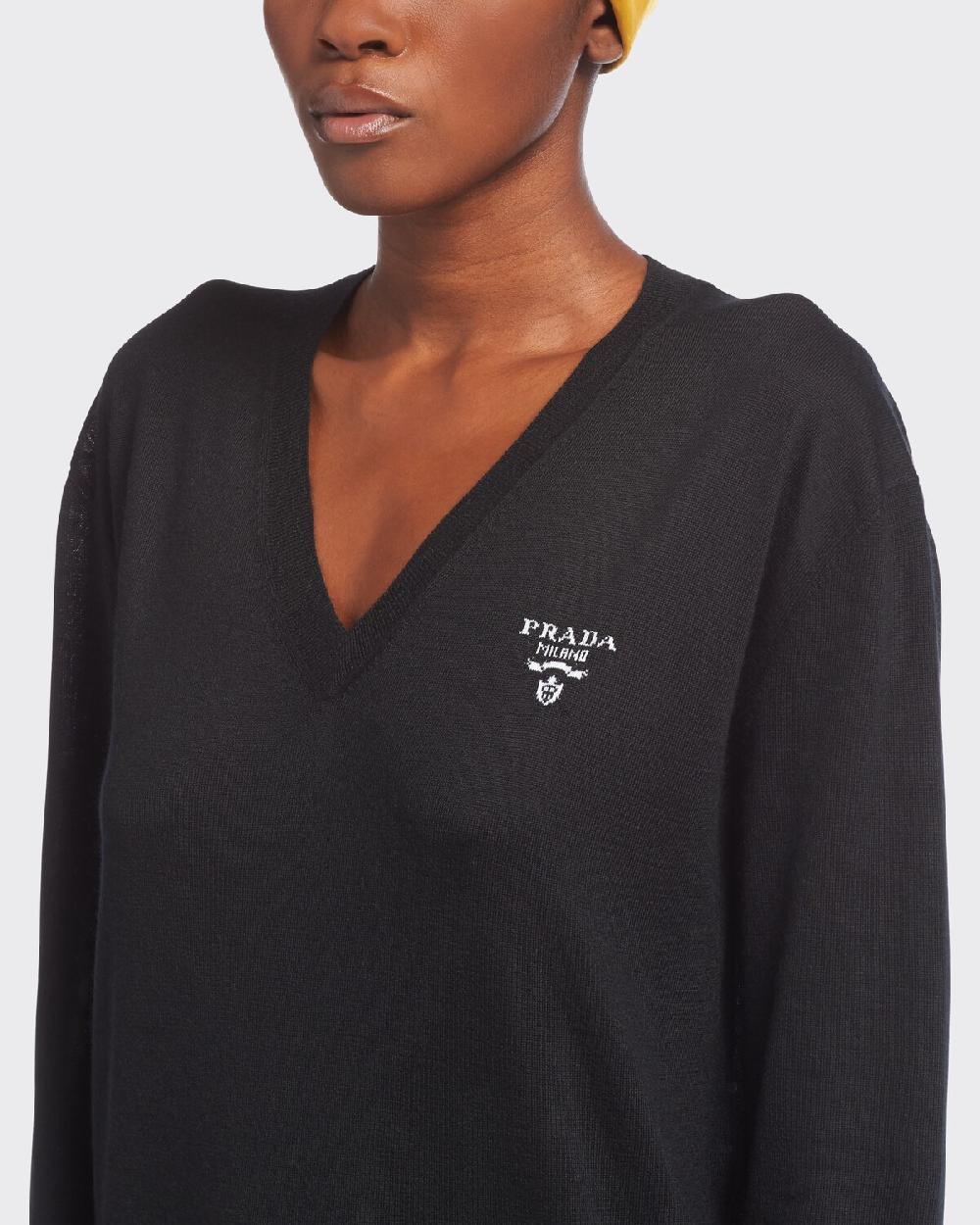 Prada Jersey De Cachemir Con Cuello De Pico