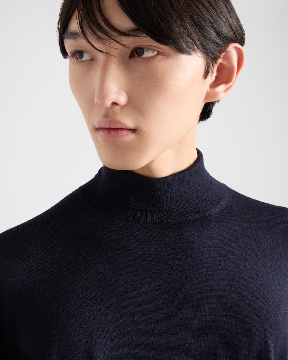 Prada Jersey De Cuello Alto En Seda Y Cachemir