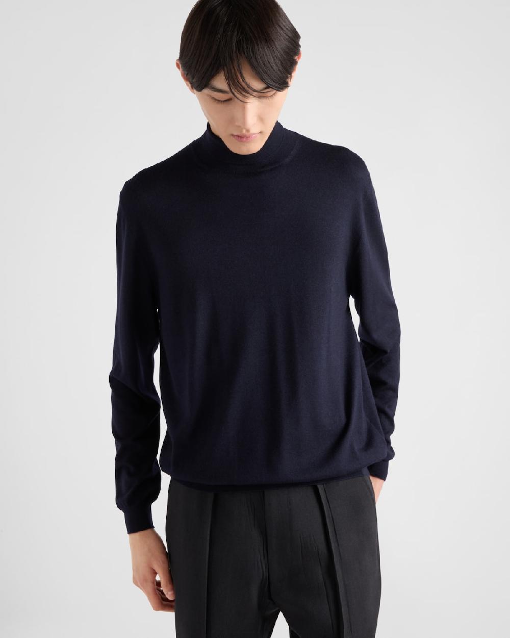 Prada Jersey De Cuello Alto En Seda Y Cachemir