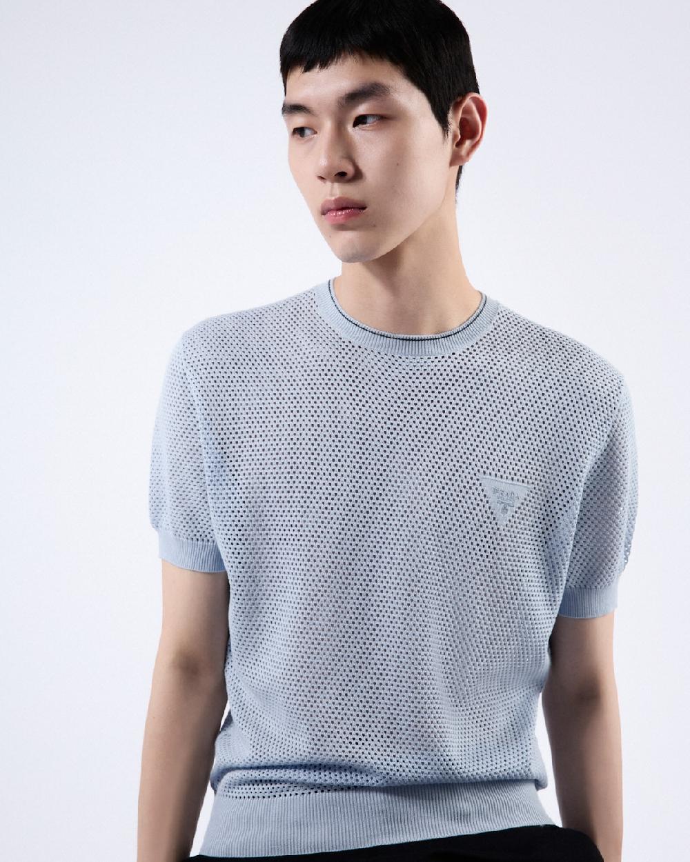 Prada Jersey De Cuello Redondo De Seda Y Algodón