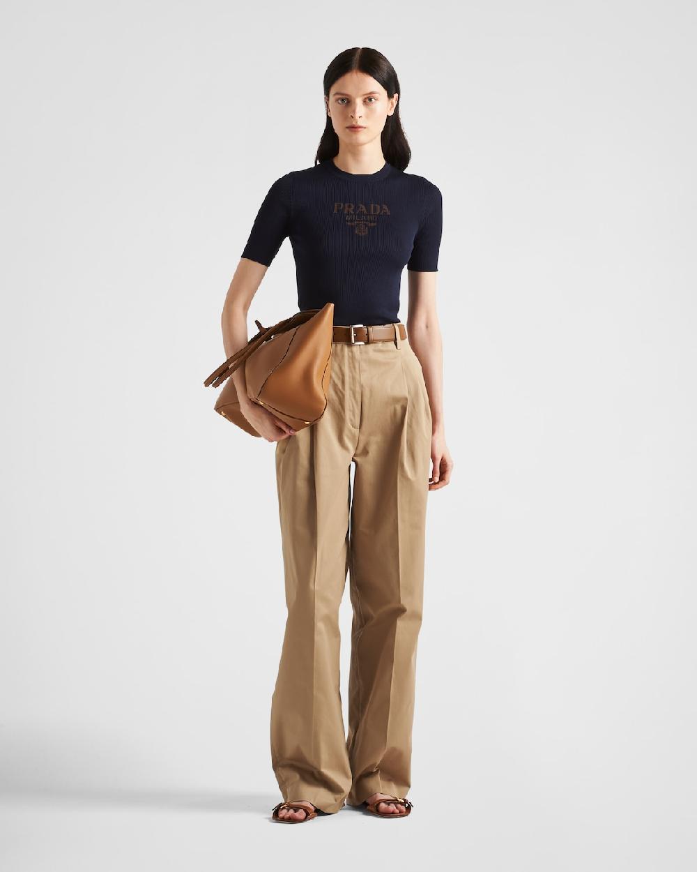 Prada Jersey de cuello redondo en seda con logo