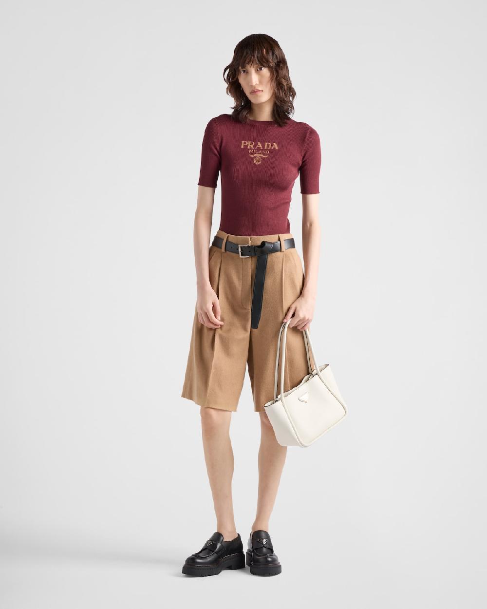 Prada Jersey De Cuello Redondo En Seda Con Logo