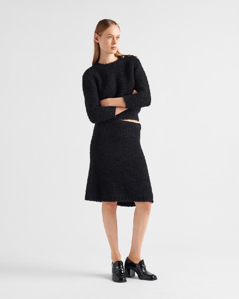 Prada Jersey de mohair bouclé de cuello redondo