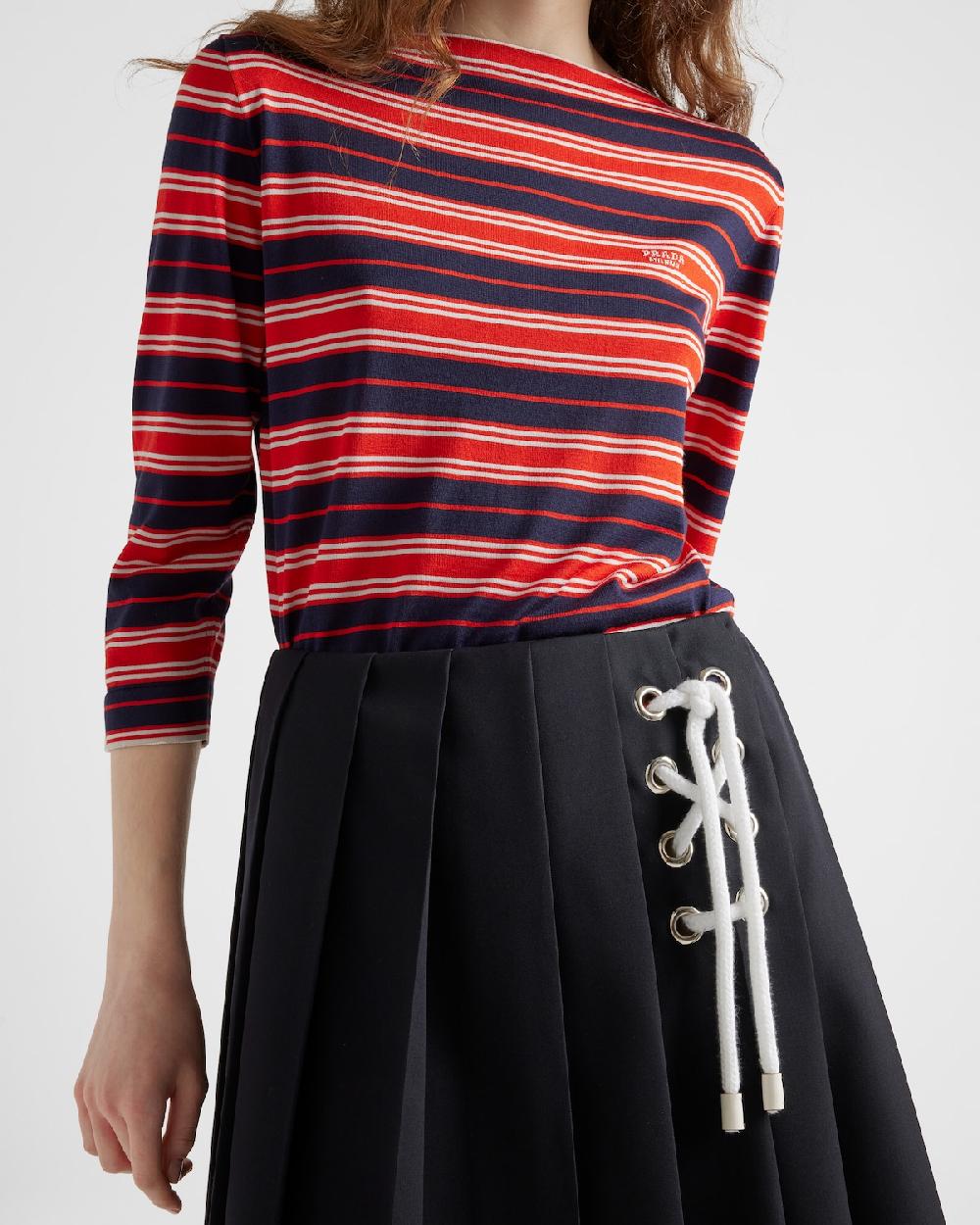 Prada Jersey De Seda Con Cuello Barco