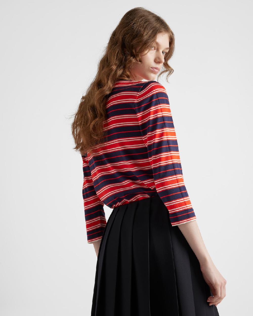 Prada Jersey De Seda Con Cuello Barco