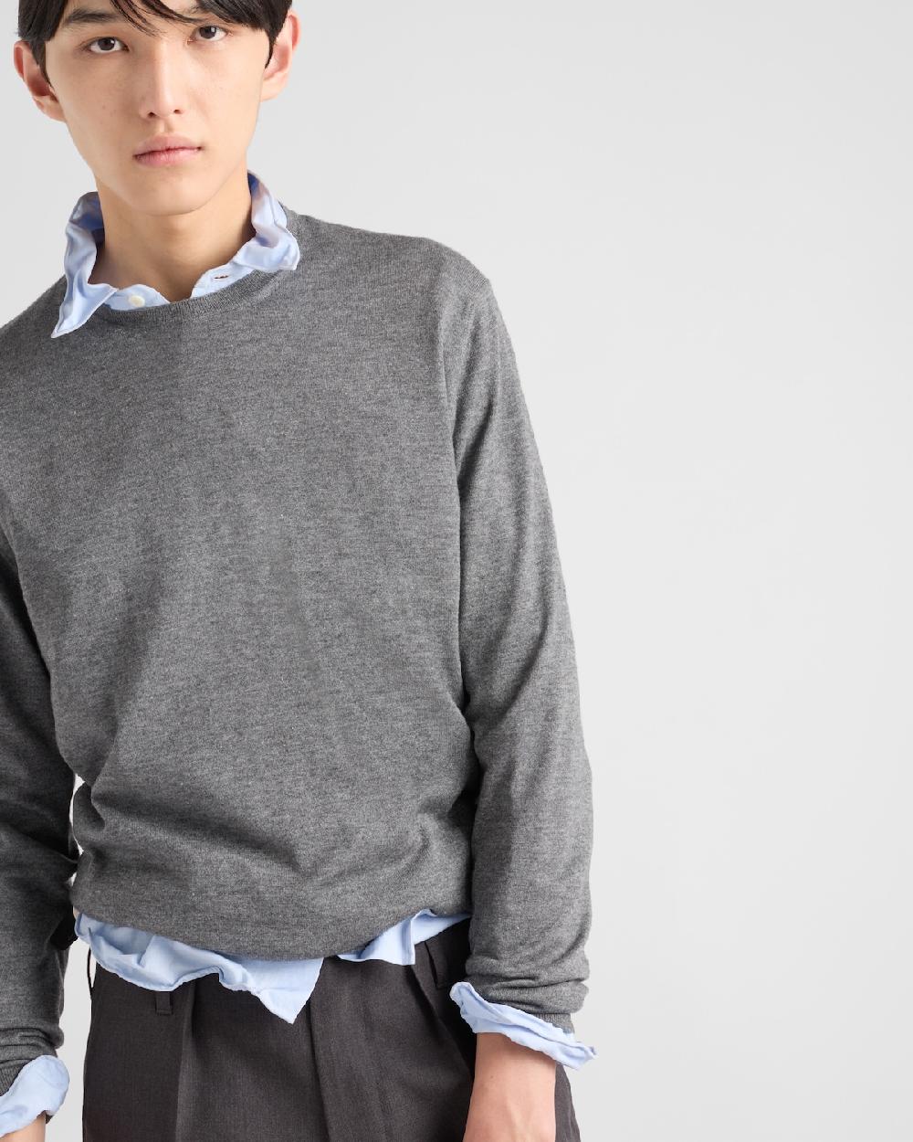 Prada Jersey De Seda Y Cachemir Con Cuello Redondo