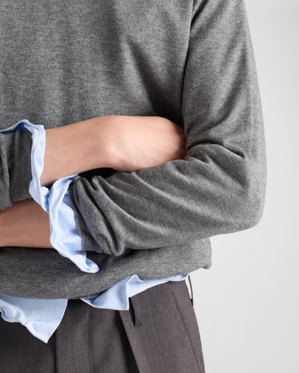 Prada Jersey De Seda Y Cachemir Con Cuello Redondo