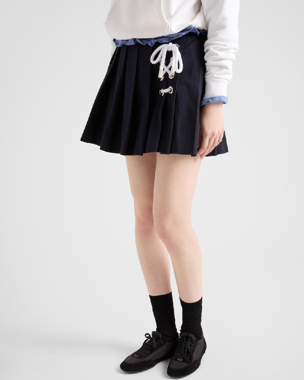 Prada Minifalda De Dril Elástico Plisada