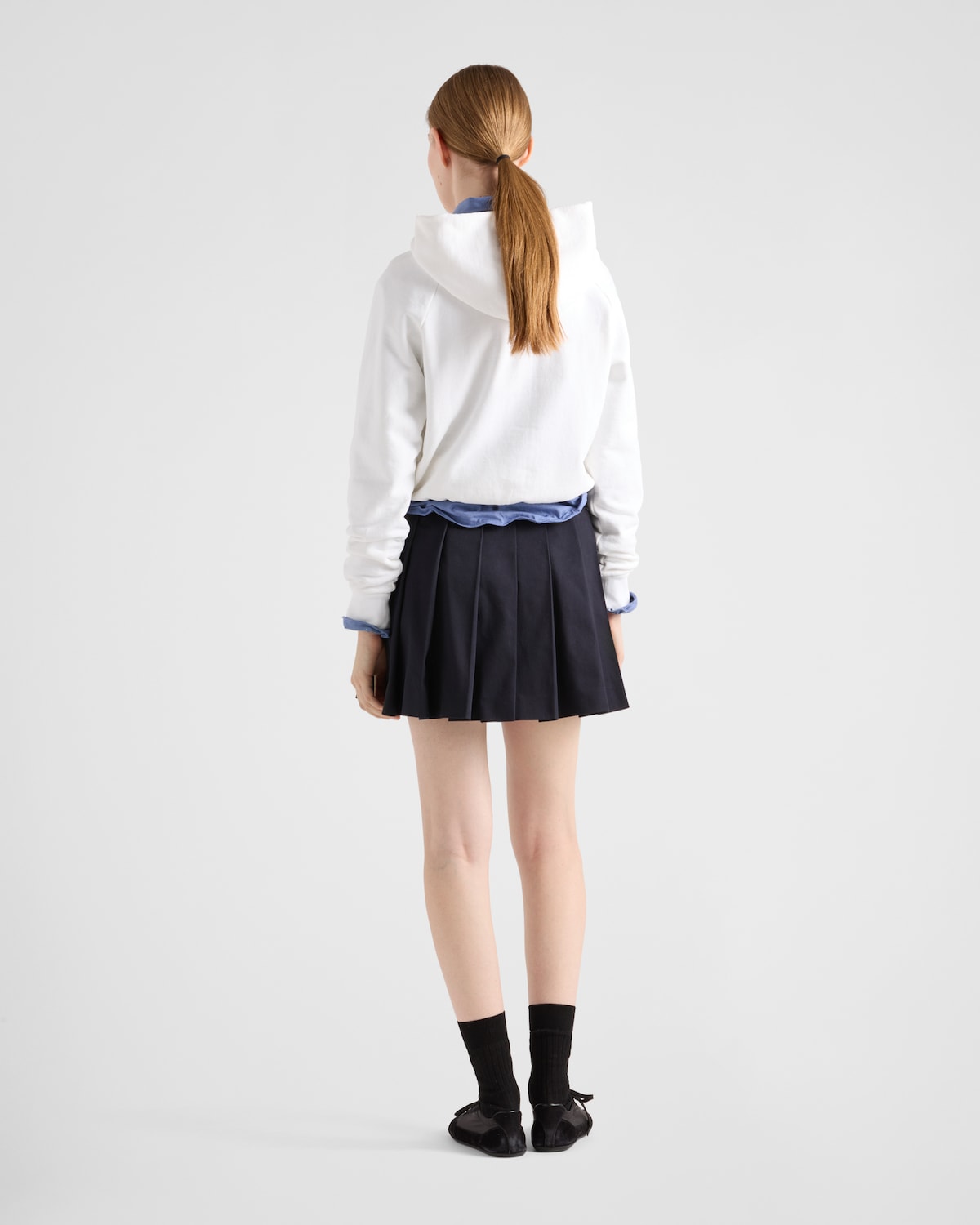 Prada Minifalda De Dril Elástico Plisada