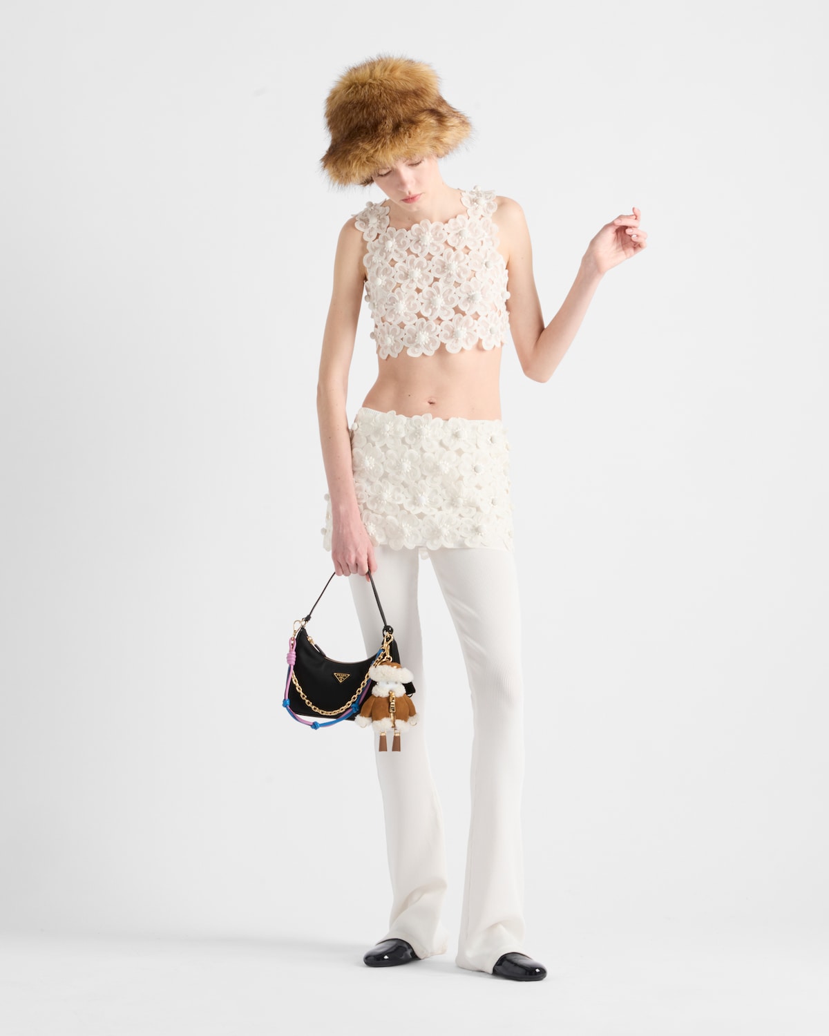 Prada Minifalda de encaje de guipur floral