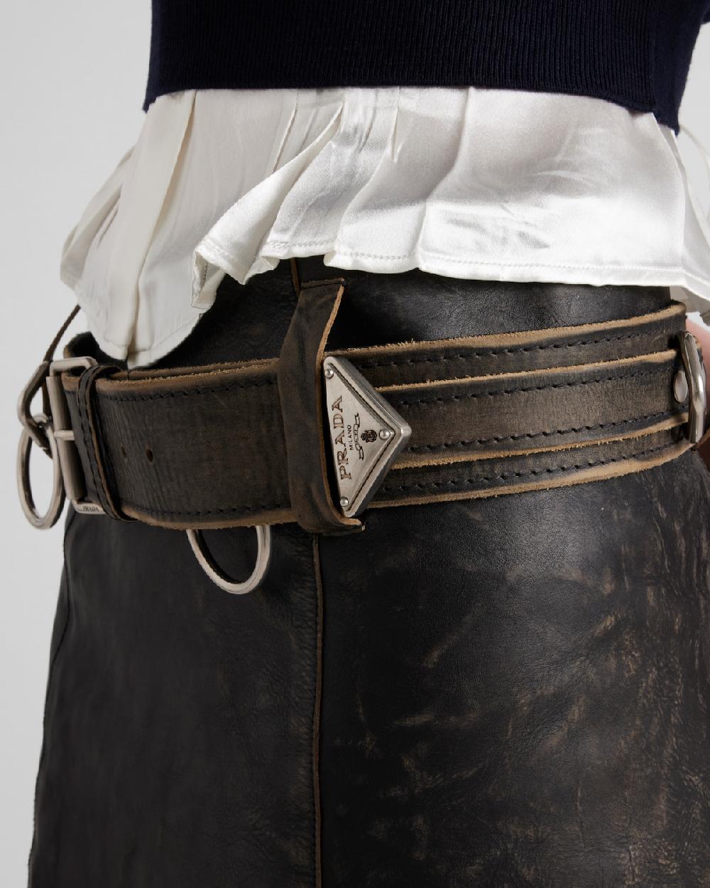 Prada Minifalda De Piel