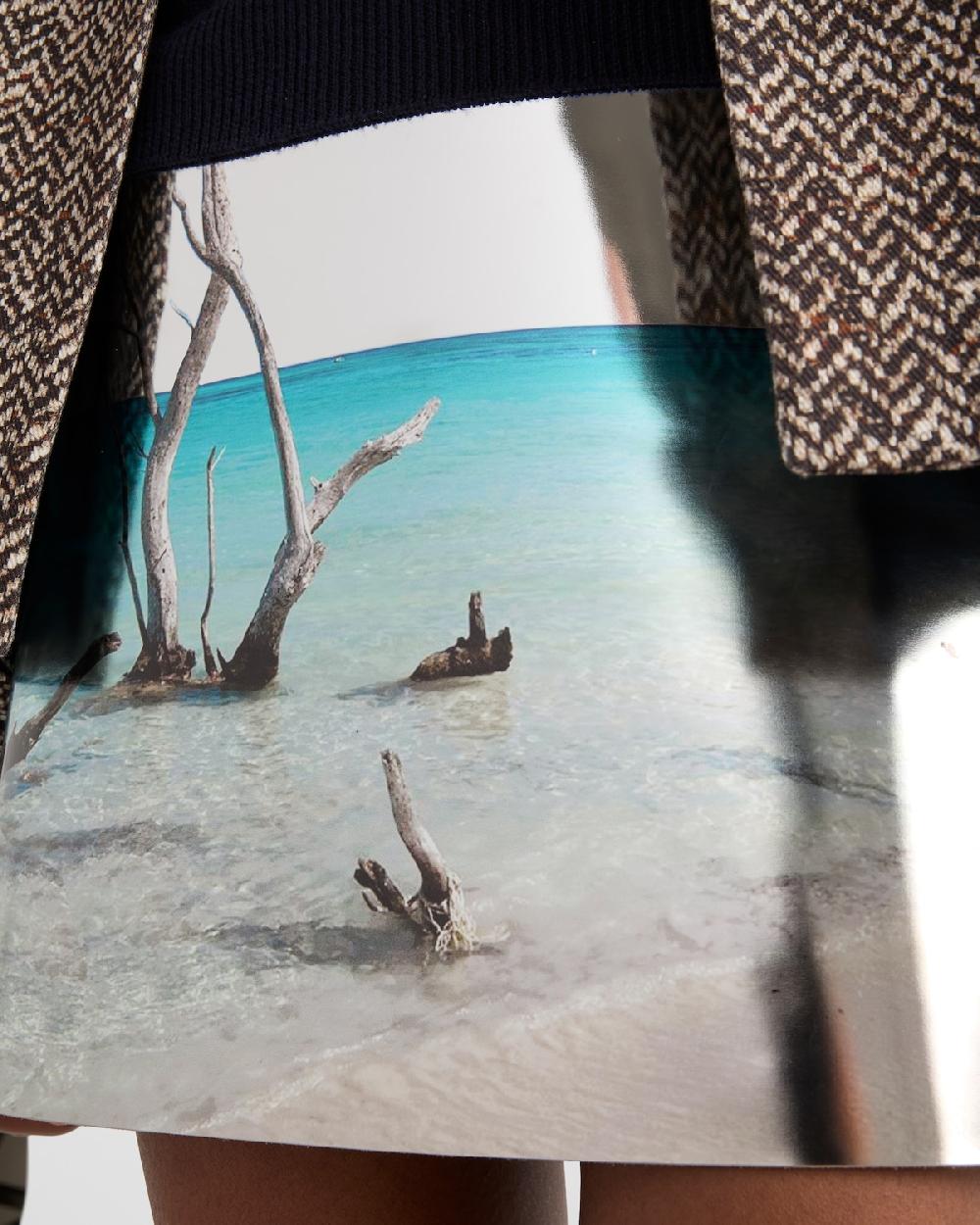 Prada Minifalda De Piel Brillante