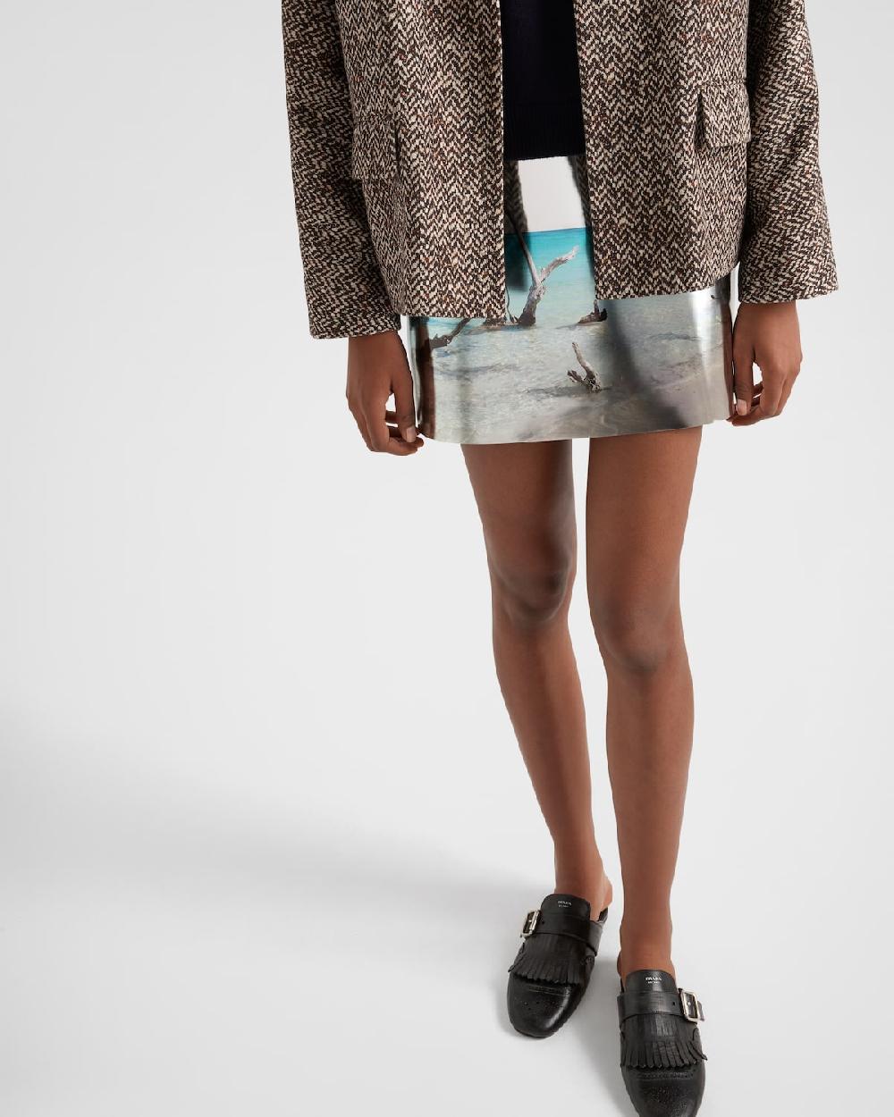 Prada Minifalda De Piel Brillante