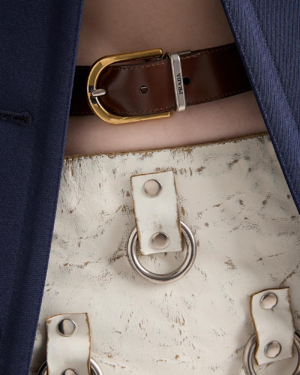 Prada Minifalda De Piel Con Adornos