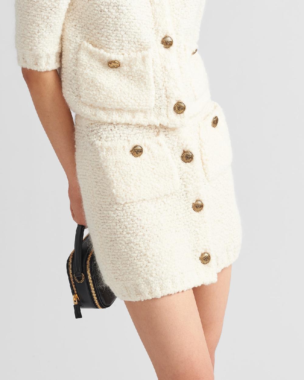 Prada Minifalda De Punto Bouclé En Mohair