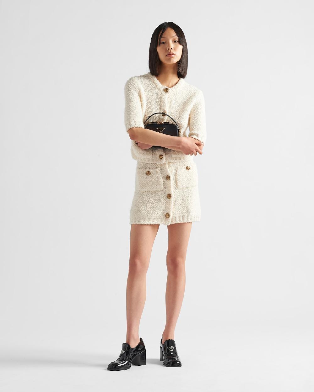 Prada Minifalda de punto bouclé en mohair