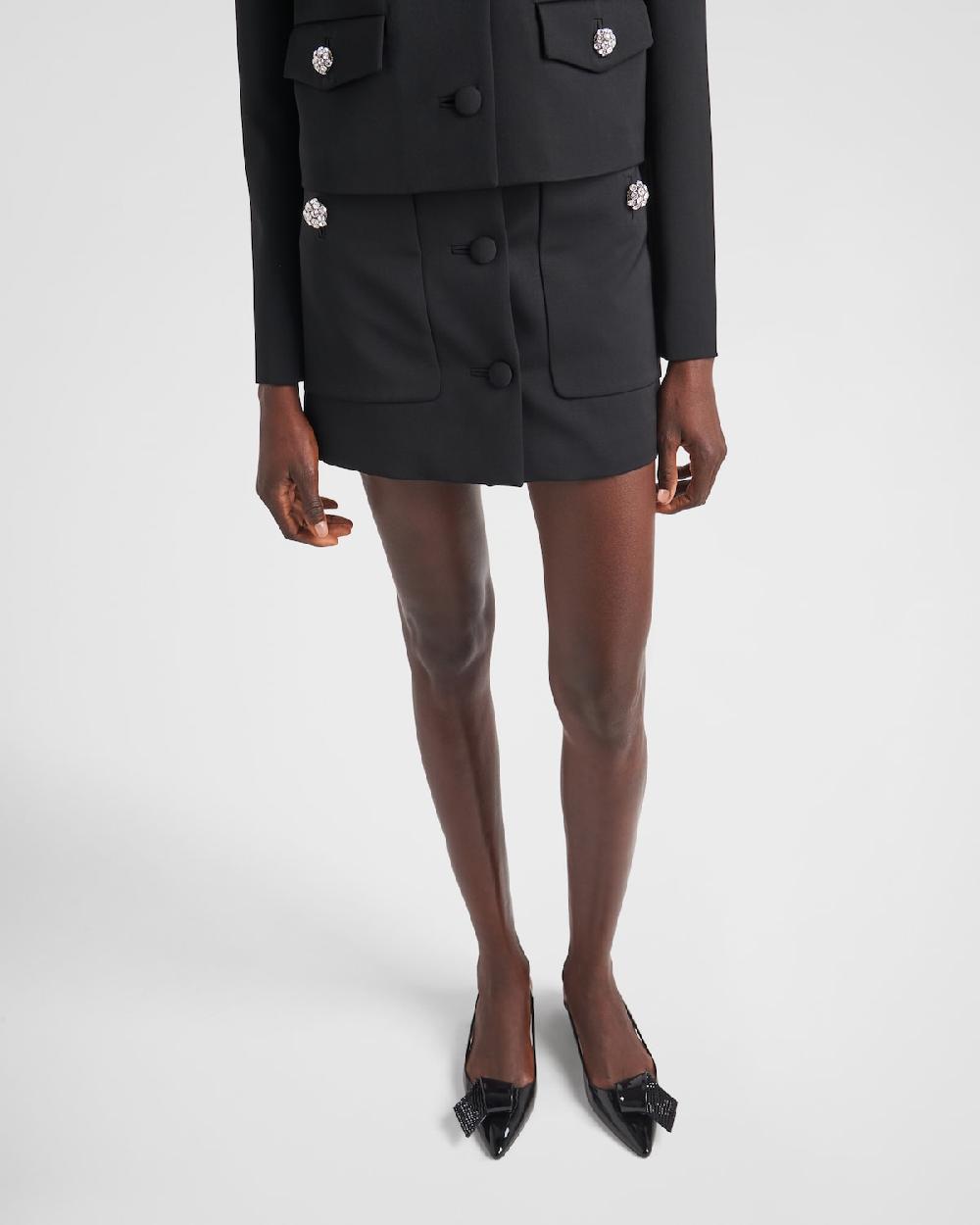 Prada Minifalda De Satén De Lana