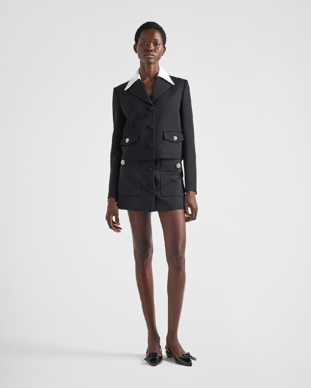 Prada Minifalda de satén de lana