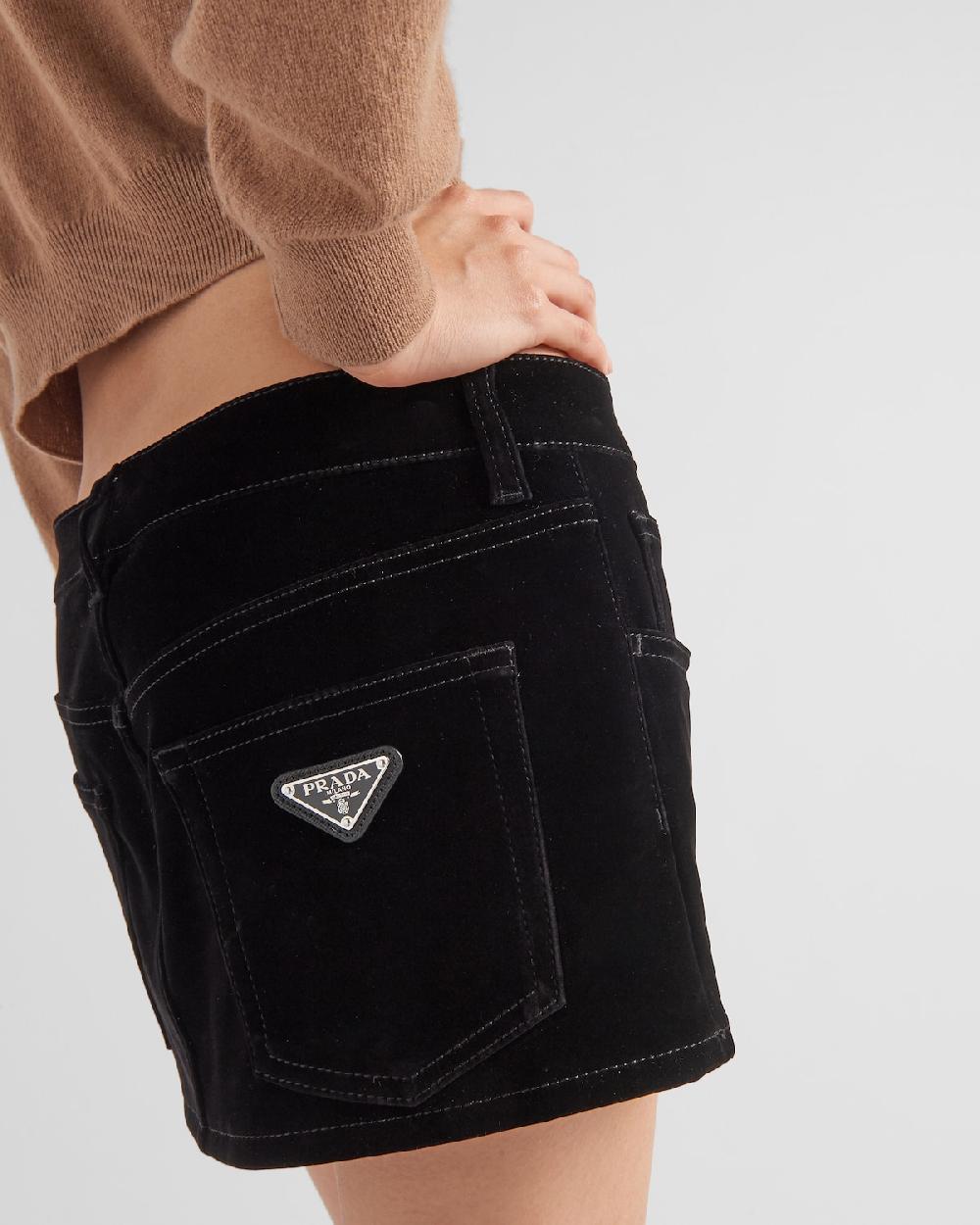 Prada Minifalda De Tejido Vaquero Aterciopelado