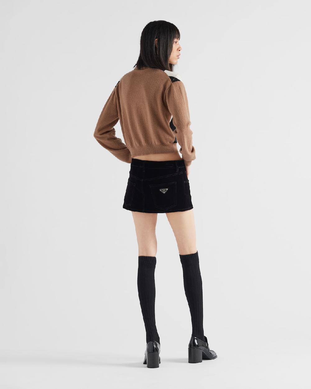 Prada Minifalda De Tejido Vaquero Aterciopelado