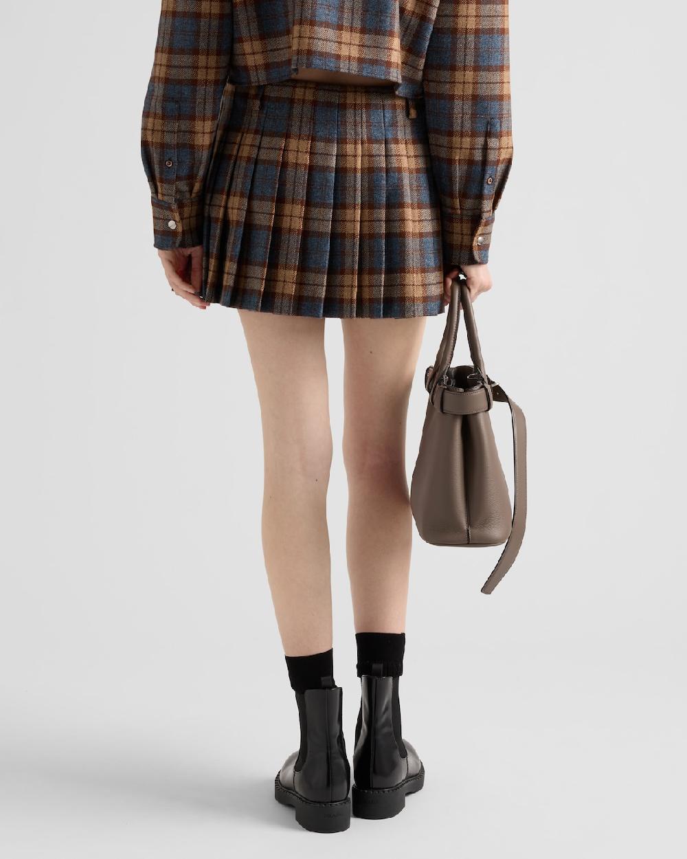 Prada Minifalda En Sarga De Lana A Cuadros