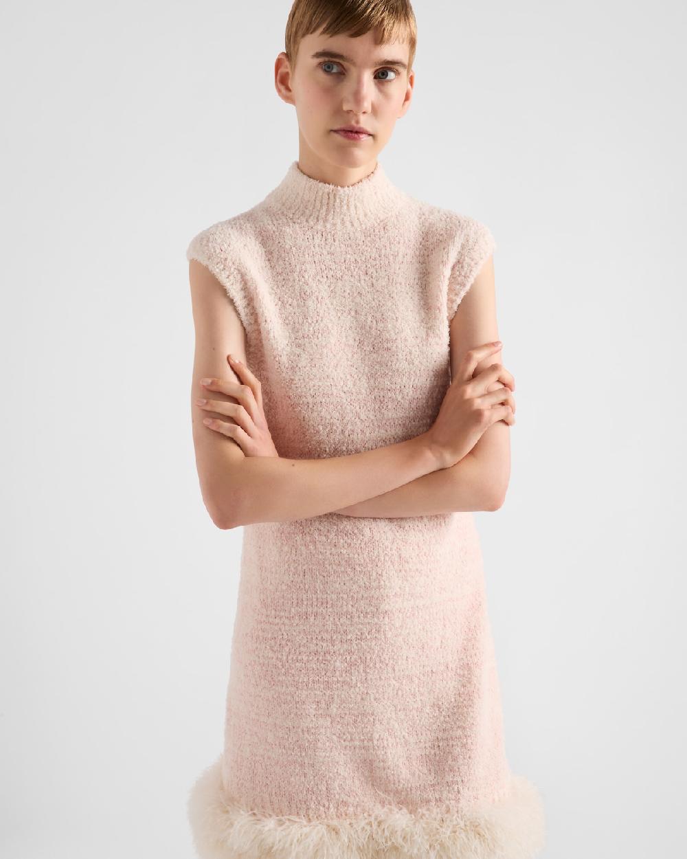 Prada Minivestido De Algodón Con Plumas