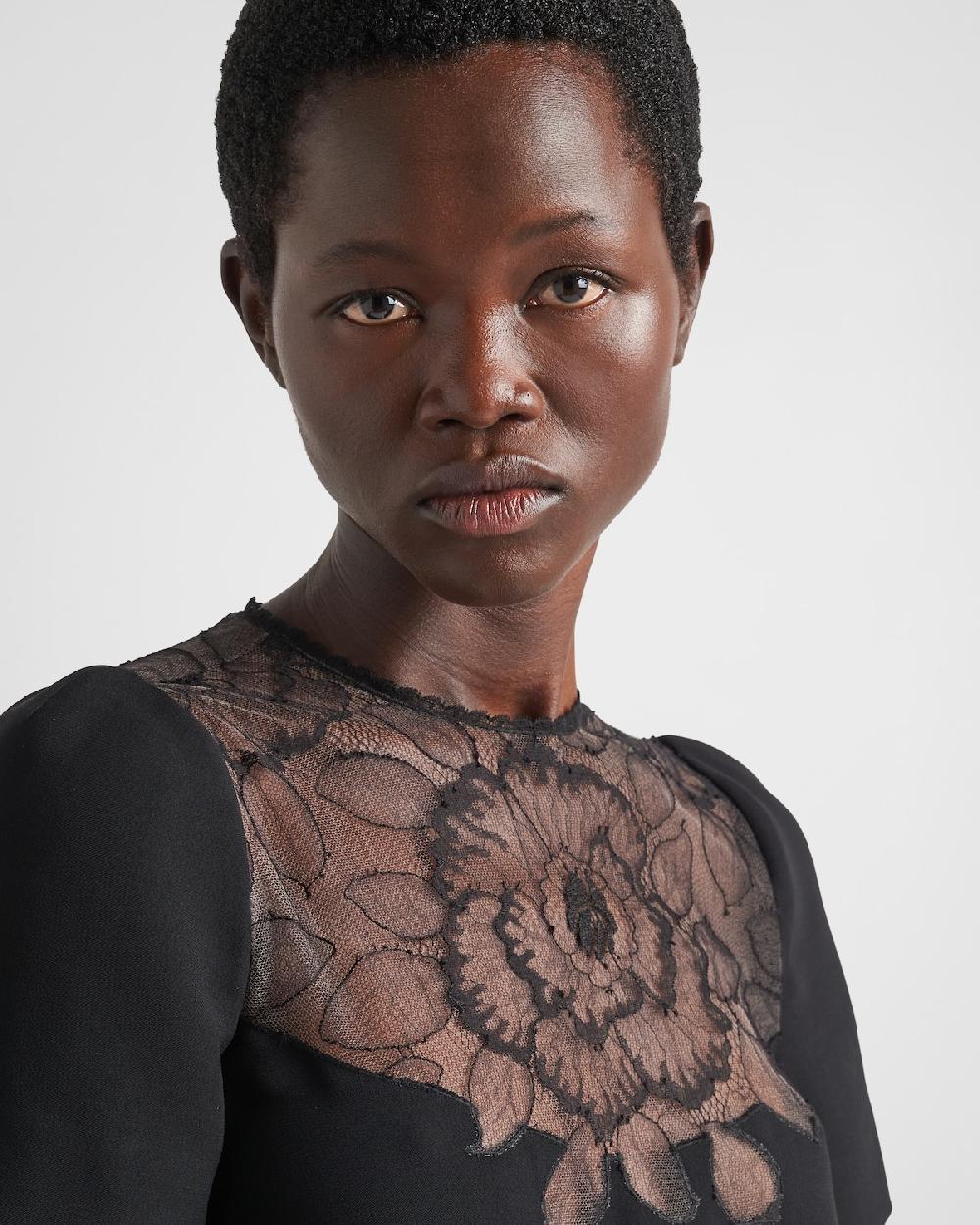 Prada Minivestido De Cady Y Encaje