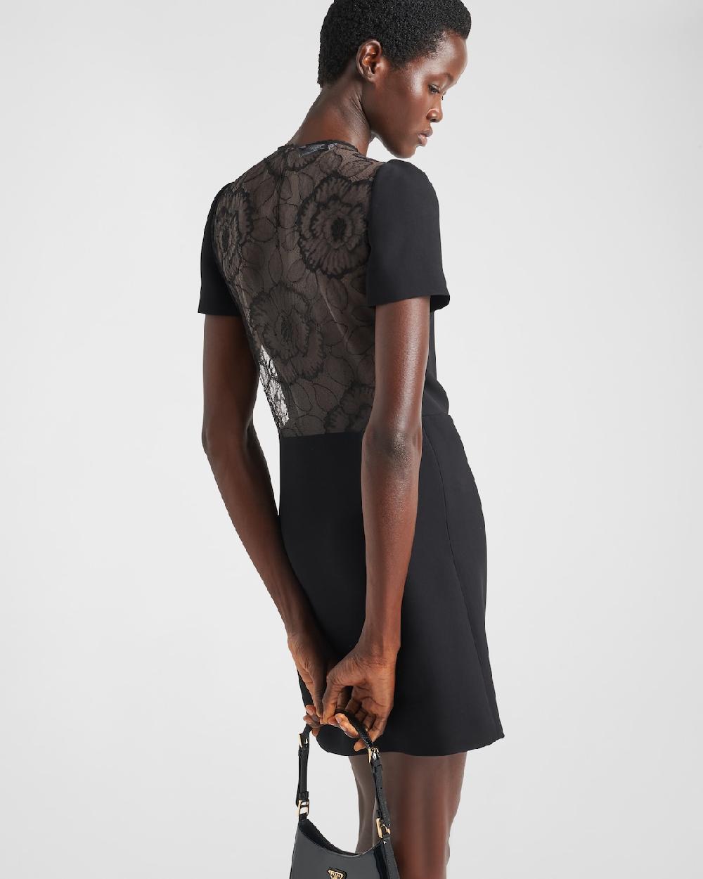 Prada Minivestido De Cady Y Encaje