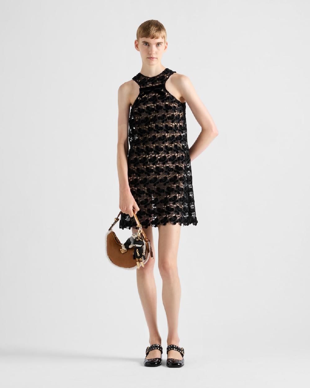 Prada Minivestido de encaje de guipur