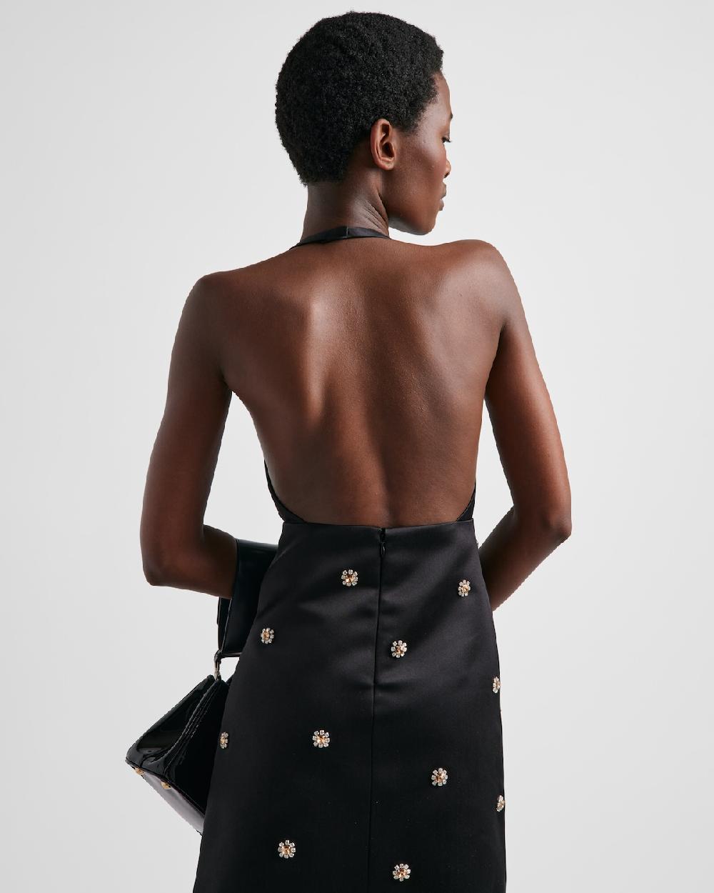 Prada Minivestido De Satén Doble Bordado