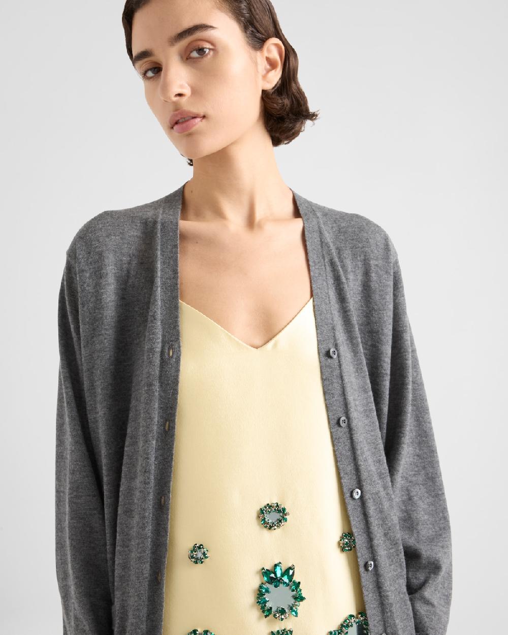 Prada Minivestido De Seda Y Lana Con Bordado