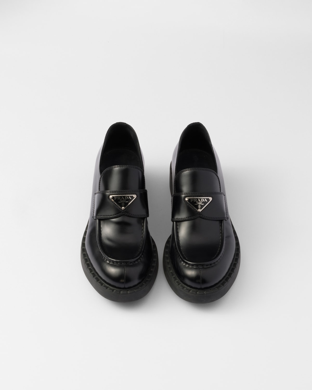 Prada Mocasines Chocolate De Piel Cepillada