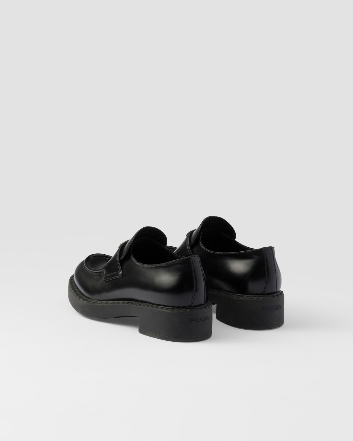 Prada Mocasines Chocolate De Piel Cepillada