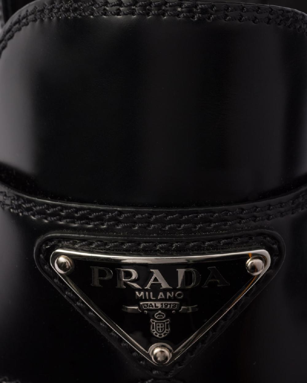 Prada Mocasines Chocolate De Piel Cepillada