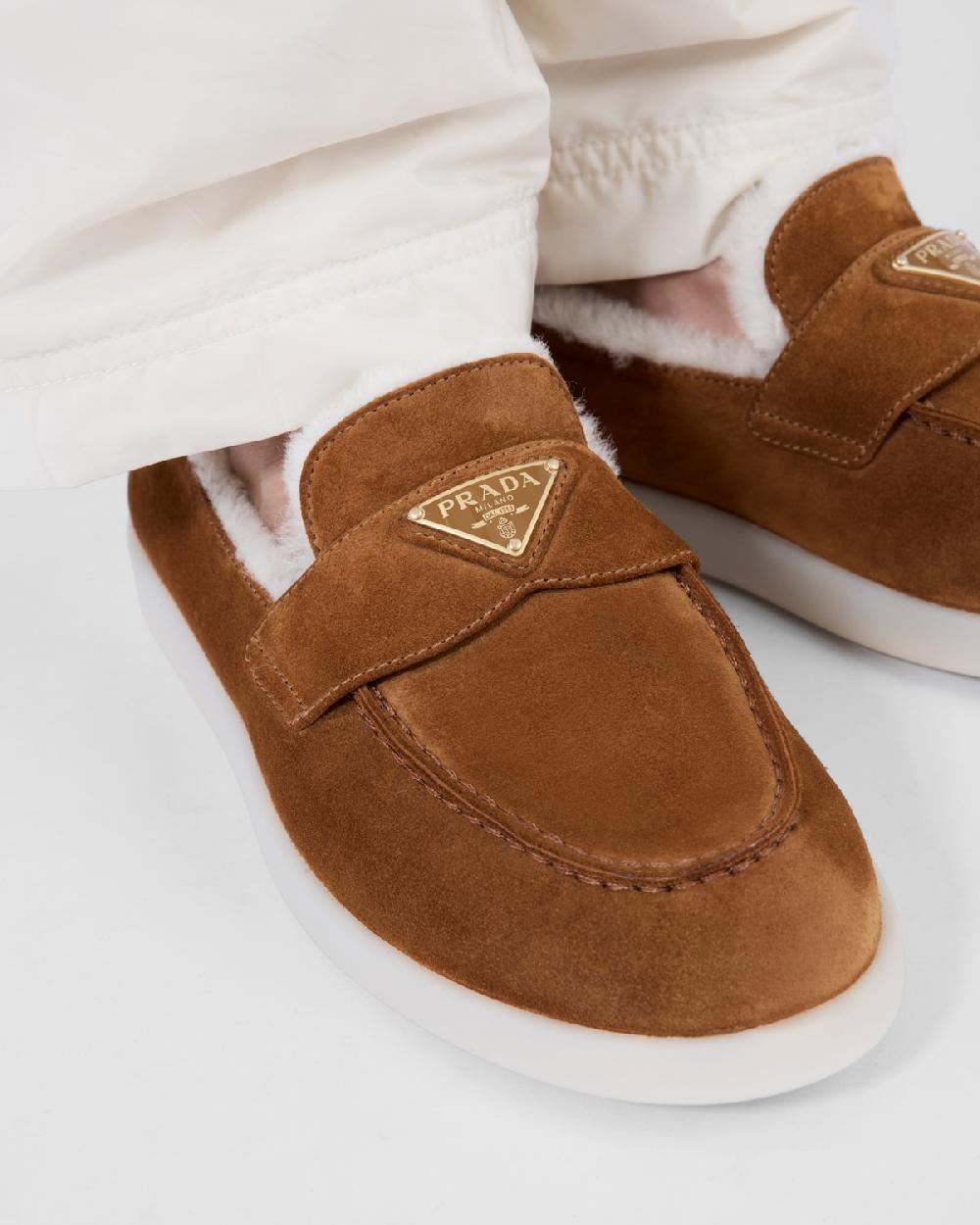 Prada Mocasines De Ante Y Borreguillo