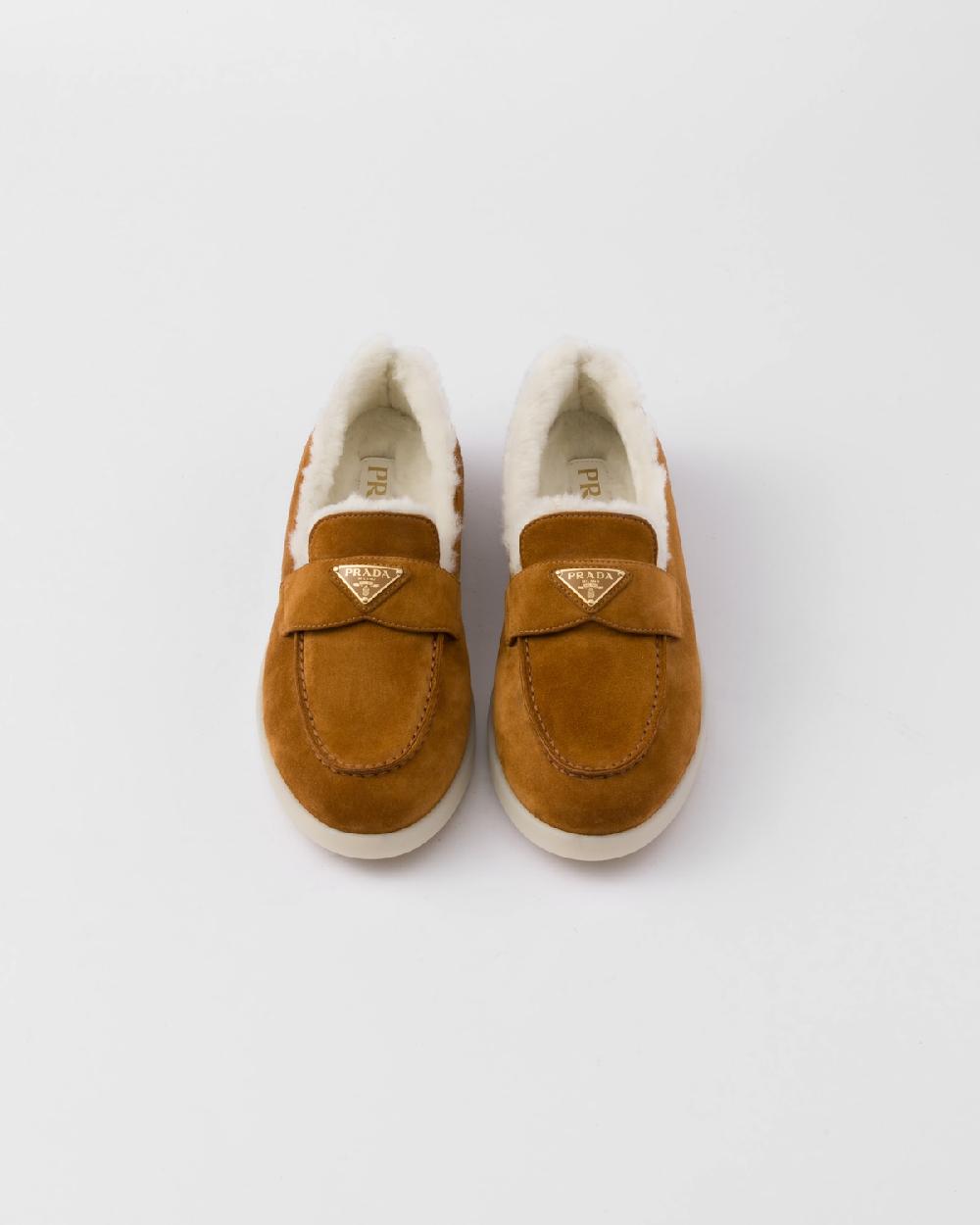 Prada Mocasines De Ante Y Borreguillo