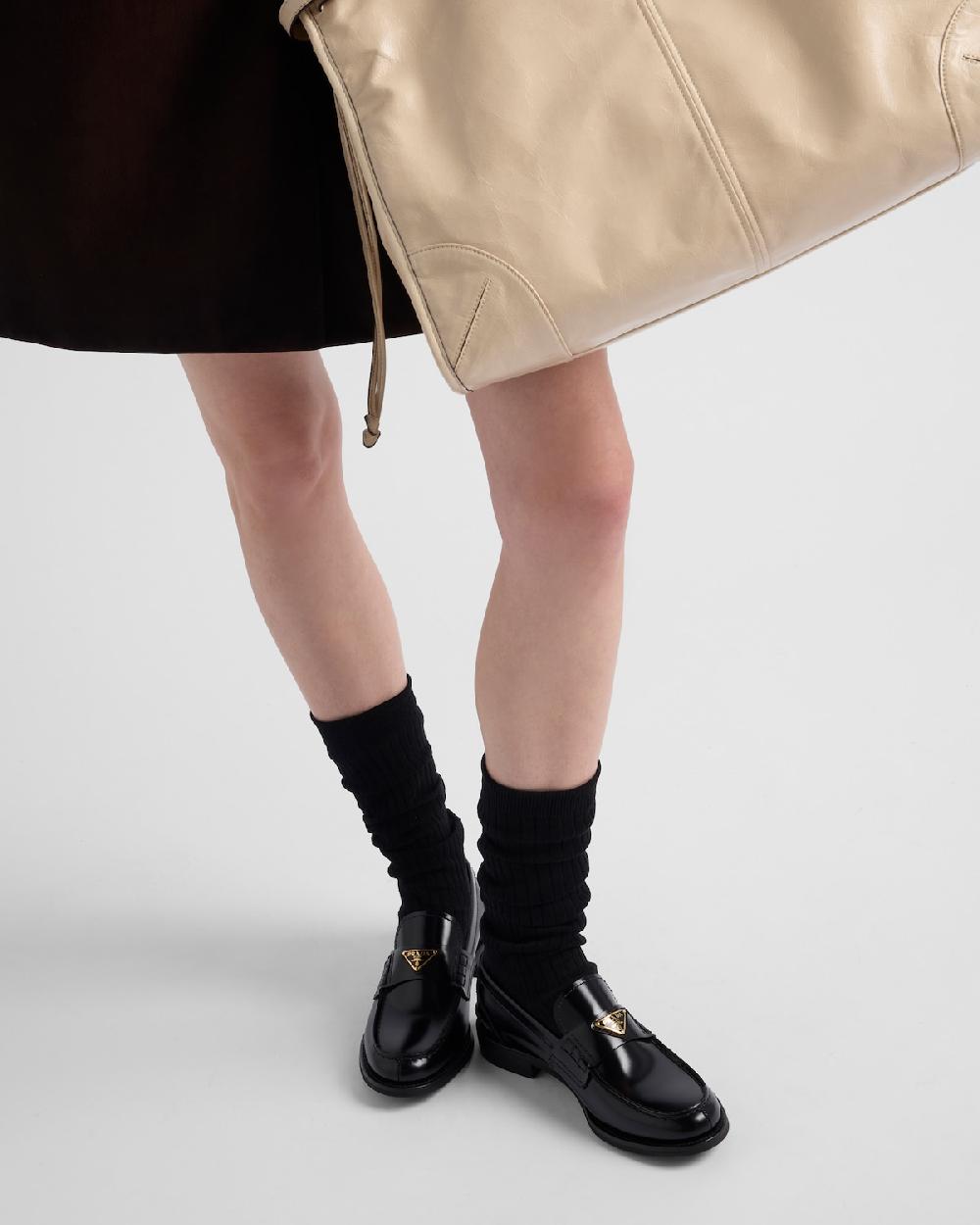 Prada Mocasines De Piel Cepillada