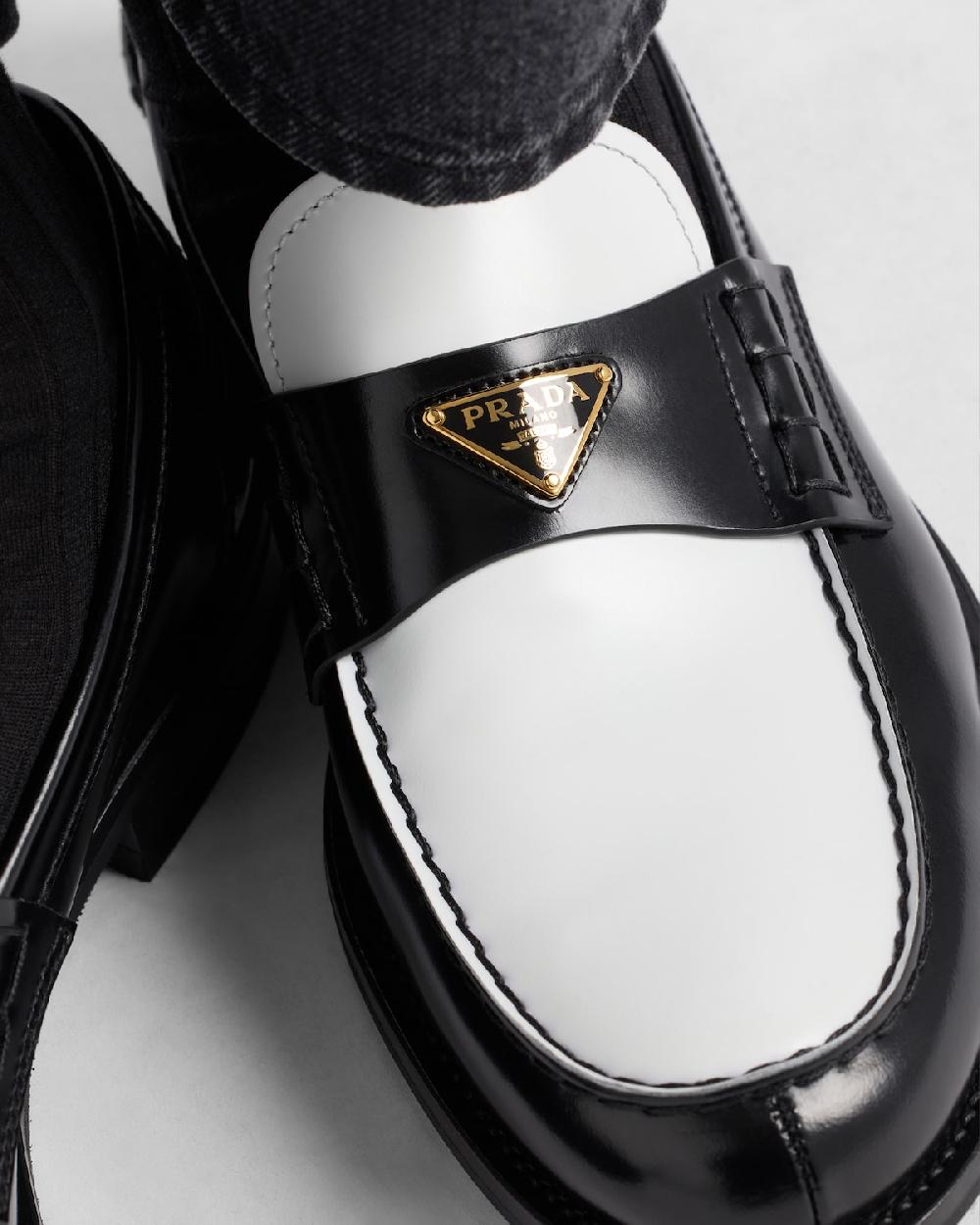 Prada Mocasines De Piel Cepillada En Dos Tonos