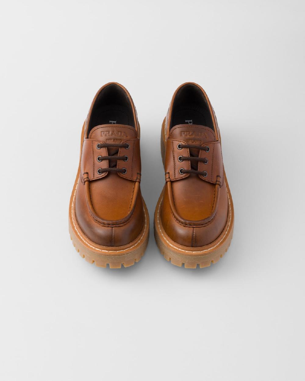 Prada Mocasines De Piel Con Cordones