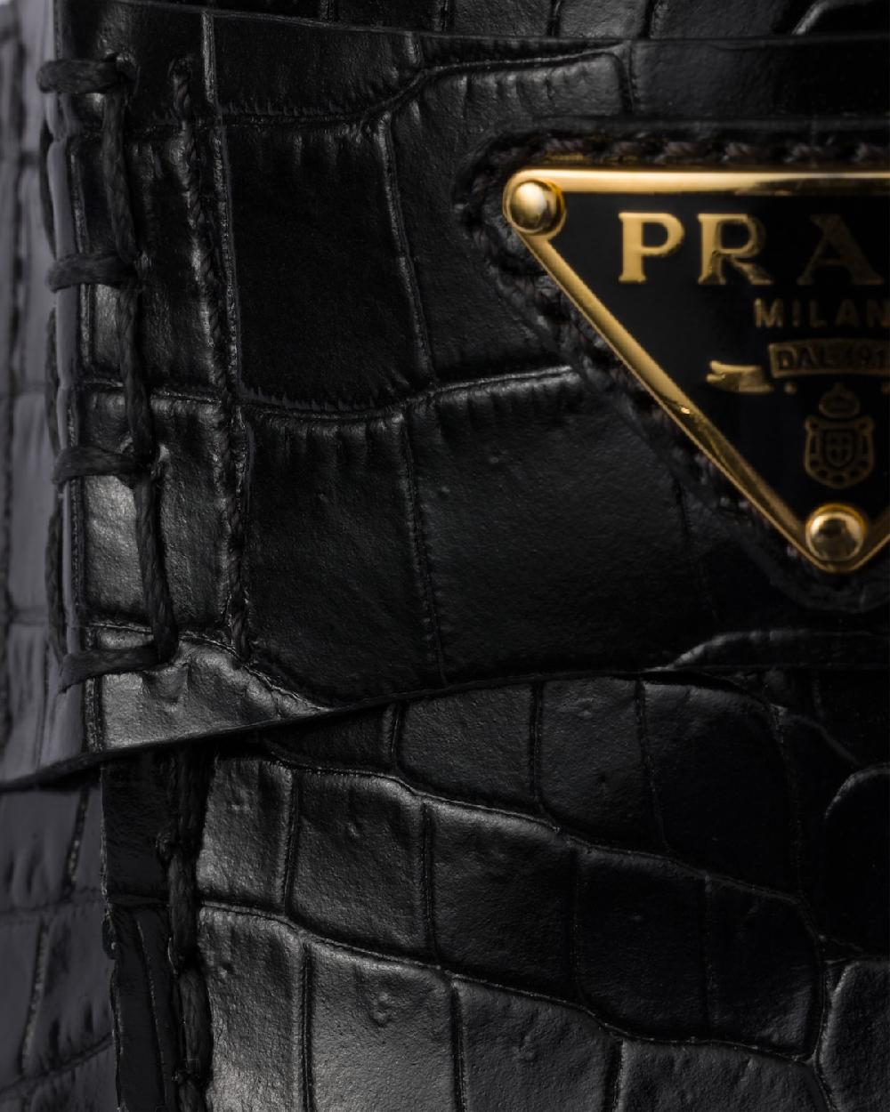 Prada Mocasines De Piel Con Estampado De Cocodrilo