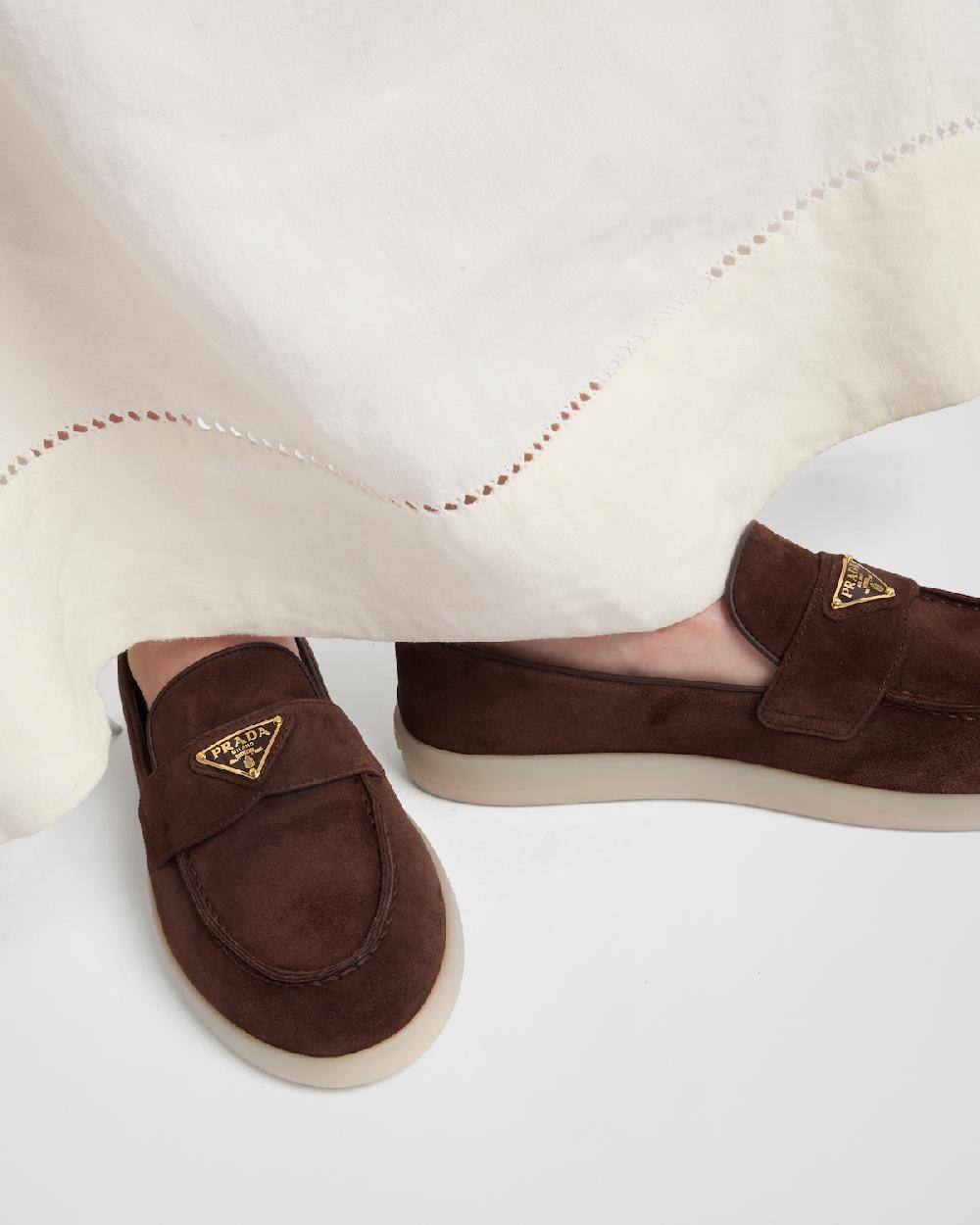 Prada Mocasines De Piel De Ante