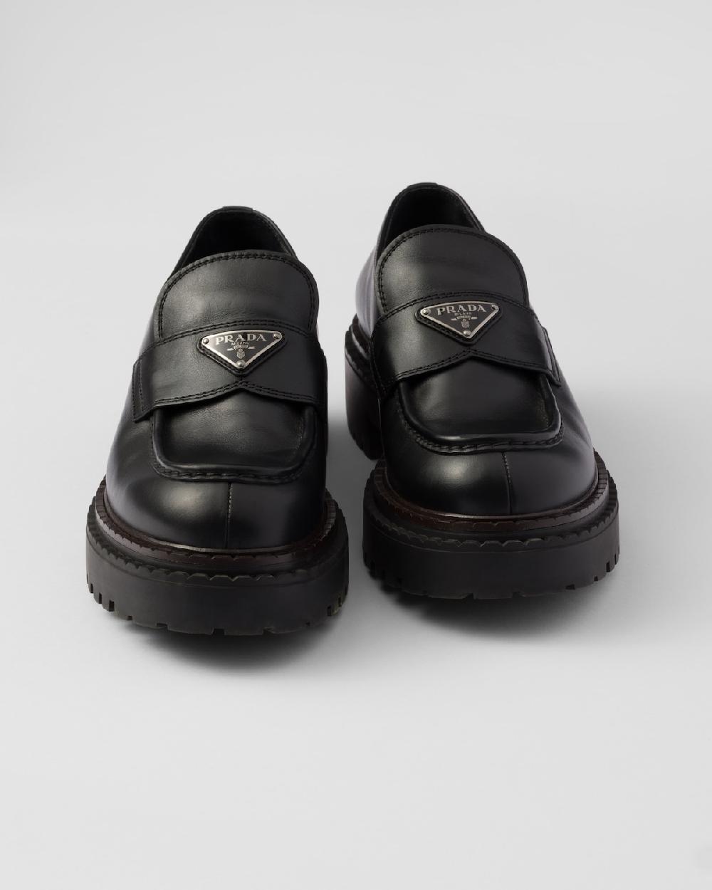 Prada Mocasines Double Chocolate De Piel