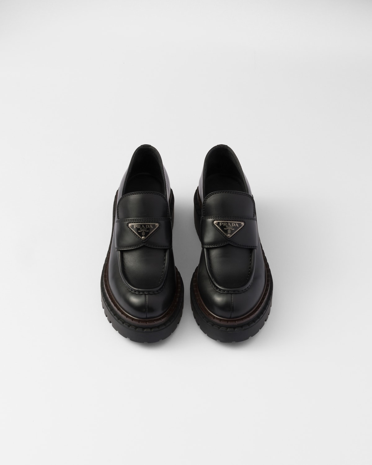 Prada Mocasines Double Chocolate De Piel